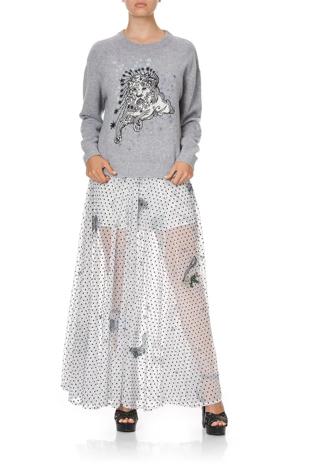 Women Knitwear Camilla Crew Neck Boxy Knit With High Low Hem Moonlit Musings