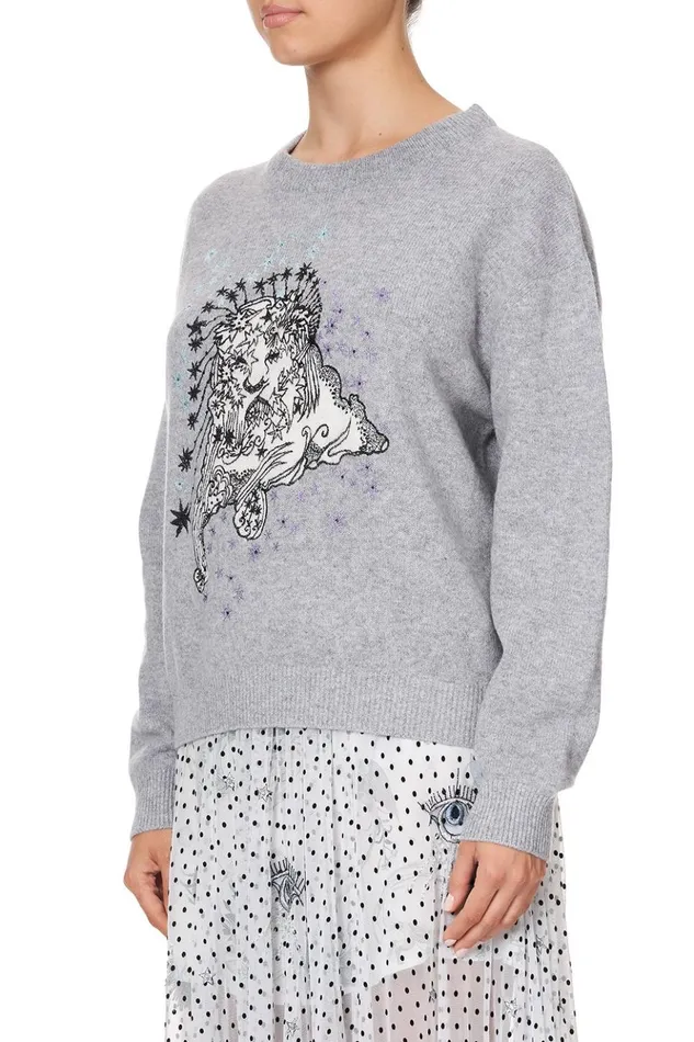 Women Knitwear Camilla Crew Neck Boxy Knit With High Low Hem Moonlit Musings