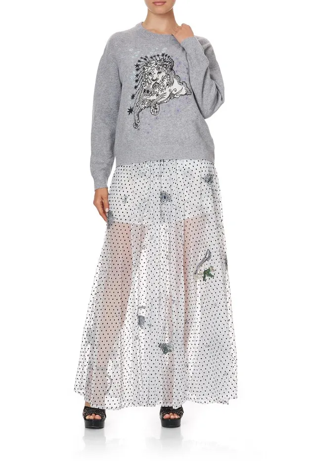 Women Knitwear Camilla Crew Neck Boxy Knit With High Low Hem Moonlit Musings
