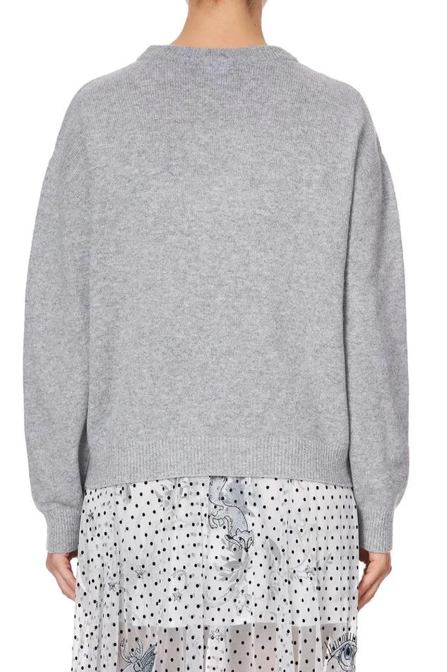 Women Knitwear Camilla Crew Neck Boxy Knit With High Low Hem Moonlit Musings