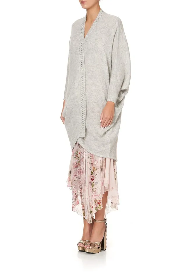 Women Knitwear Camilla Soft Knit Poncho With Embroidery Grey Istenanya