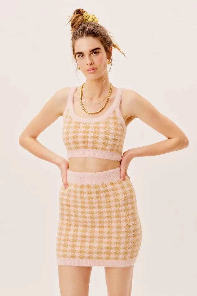 Women Knitwear For Love and Lemons Cher Crop Tank Sweater Light Pink