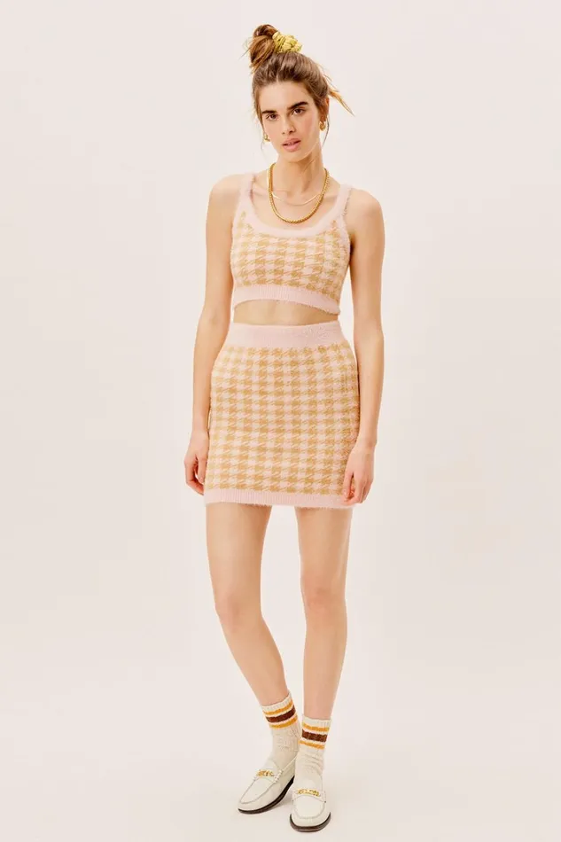 Women Knitwear For Love and Lemons Cher Crop Tank Sweater Light Pink
