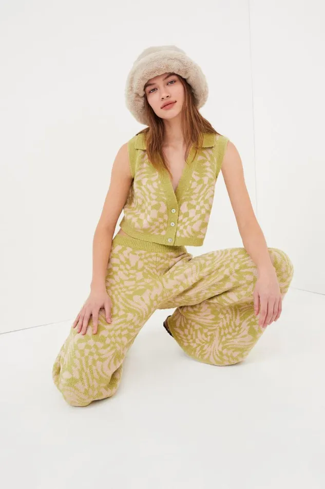 Women Knitwear For Love and Lemons Simone Pant Green Women Knitwear For Love and Lemons Simone Pant Green