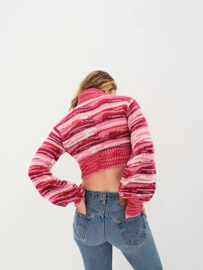 Women Knitwear For Love and Lemons Wilma Cropped Turtleneck Red
