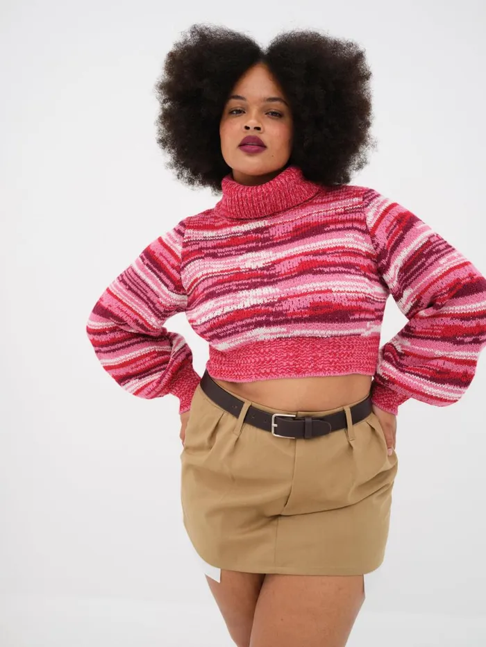 Women Knitwear For Love and Lemons Wilma Cropped Turtleneck Red