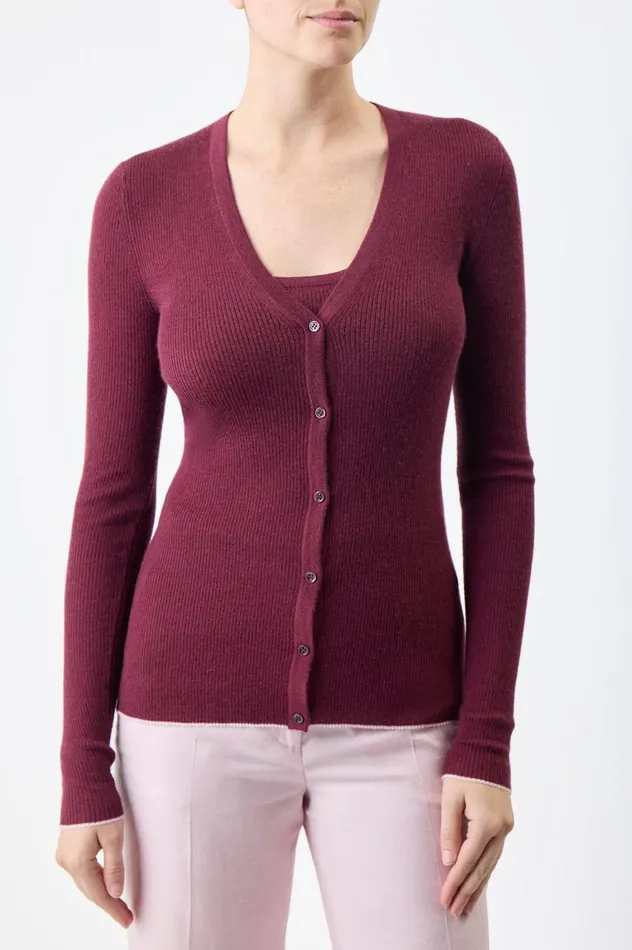 Women Knitwear Gabriela Hearst Addison Knit Cardigan In Bordeaux Cashmere Silk
