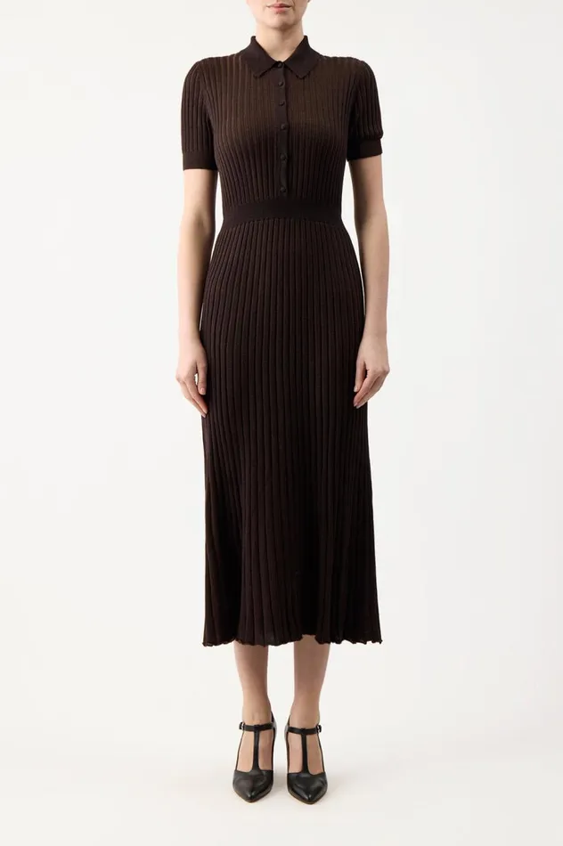 Women Knitwear Gabriela Hearst Amor Knit Dress In Chocolate Cashmere Silk