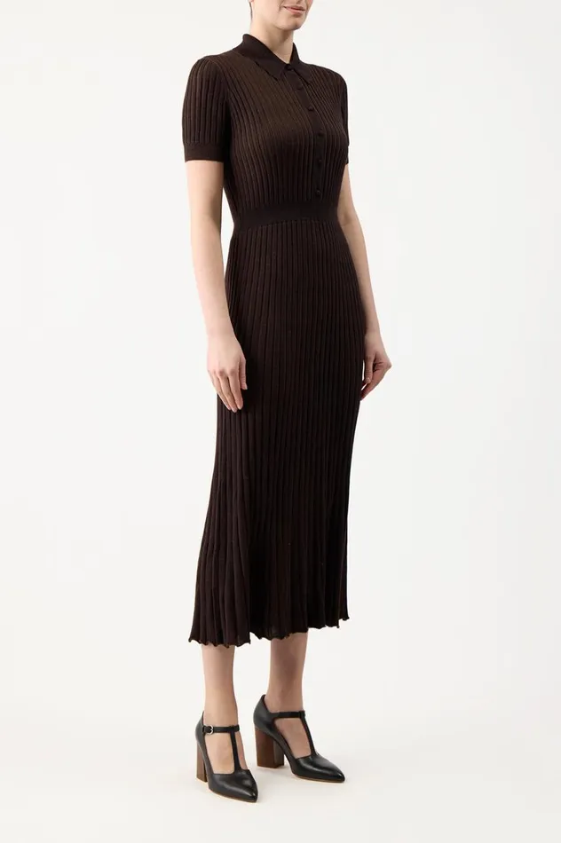 Women Knitwear Gabriela Hearst Amor Knit Dress In Chocolate Cashmere Silk