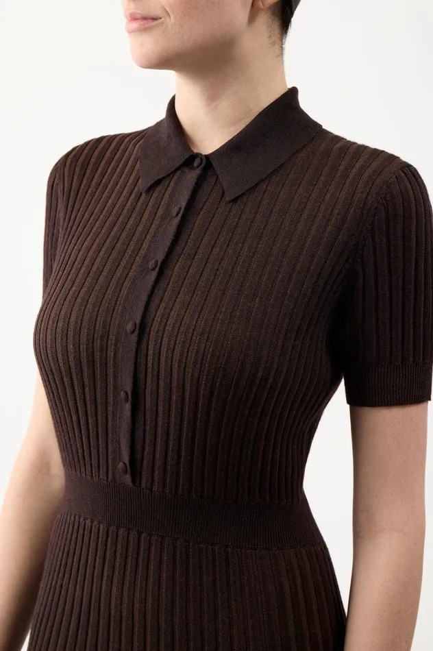 Women Knitwear Gabriela Hearst Amor Knit Dress In Chocolate Cashmere Silk