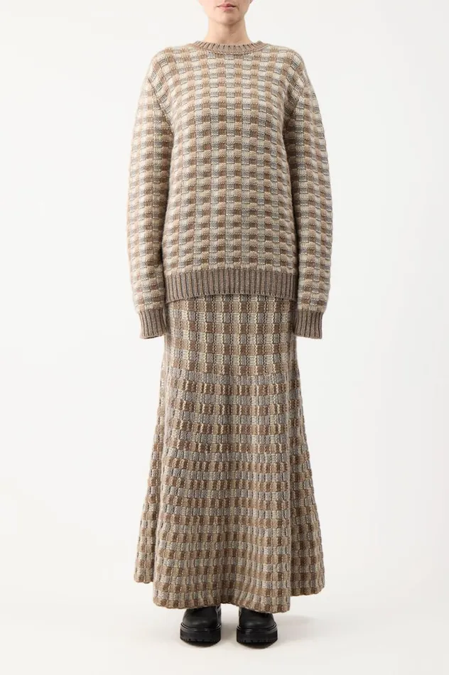 Women Knitwear Gabriela Hearst Chez Knit Sweater In Ivory Multi Cashmere