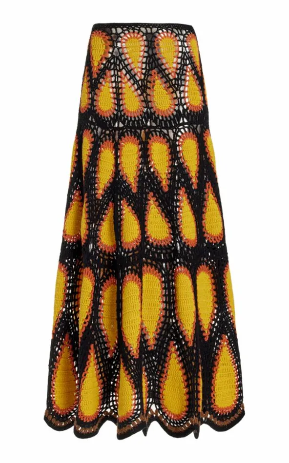 Women Knitwear Gabriela Hearst Cleo Crochet Skirt In Fire Multi Cashmere