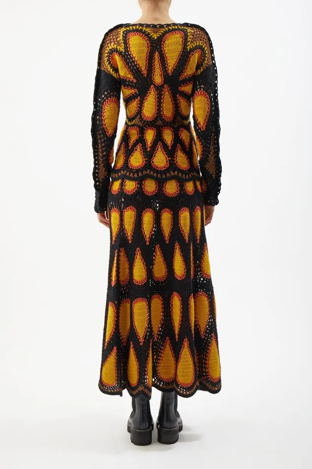 Women Knitwear Gabriela Hearst Cleo Crochet Skirt In Fire Multi Cashmere