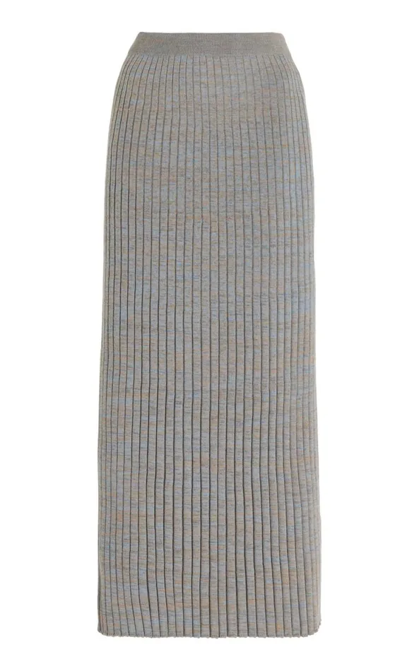 Women Knitwear Gabriela Hearst Conti Knit Skirt In Light Blue Melange Cashmere