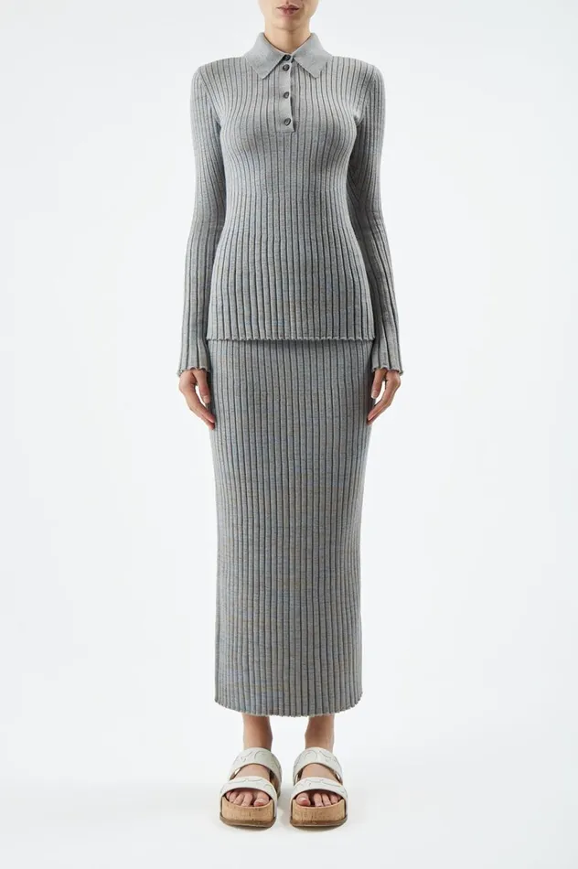 Women Knitwear Gabriela Hearst Conti Knit Skirt In Light Blue Melange Cashmere