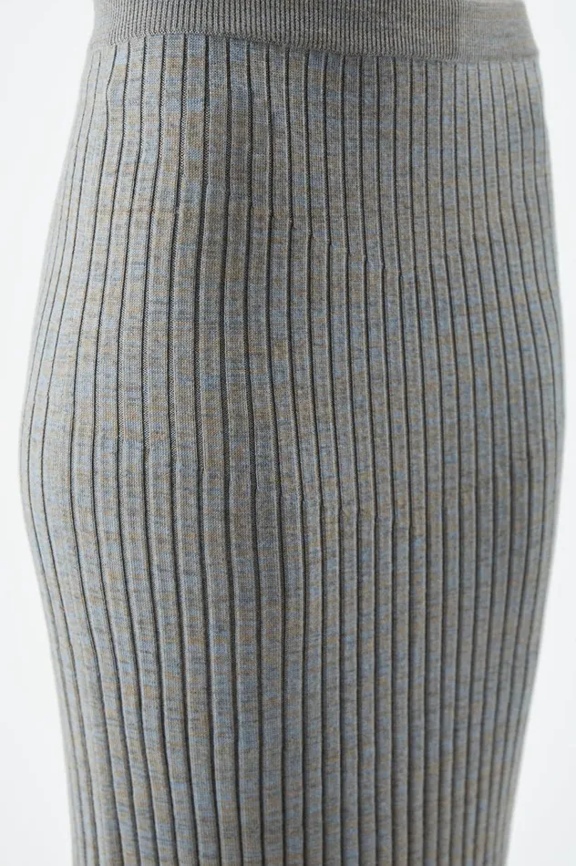 Women Knitwear Gabriela Hearst Conti Knit Skirt In Light Blue Melange Cashmere