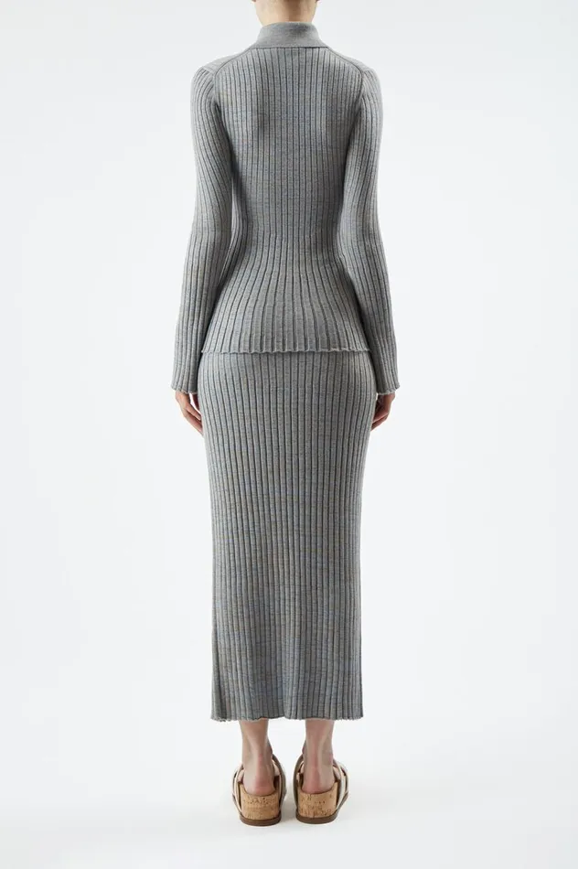Women Knitwear Gabriela Hearst Conti Knit Skirt In Light Blue Melange Cashmere