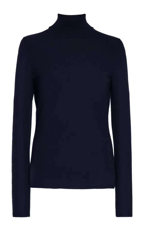 Women Knitwear Gabriela Hearst Costa Knit Turtleneck In Dark Navy Cashmere Silk