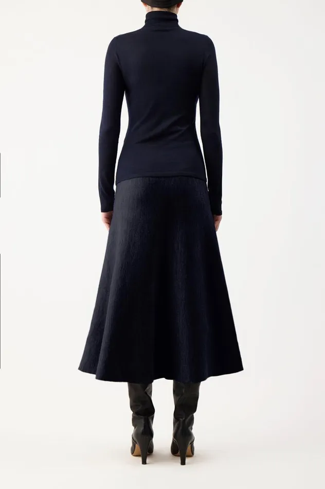 Women Knitwear Gabriela Hearst Costa Knit Turtleneck In Dark Navy Cashmere Silk