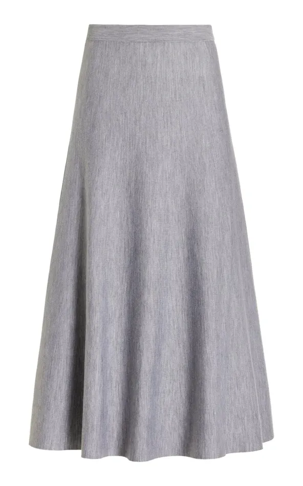 Women Knitwear Gabriela Hearst Freddie Knit Skirt In Heather Grey Merino Wool Cashmere