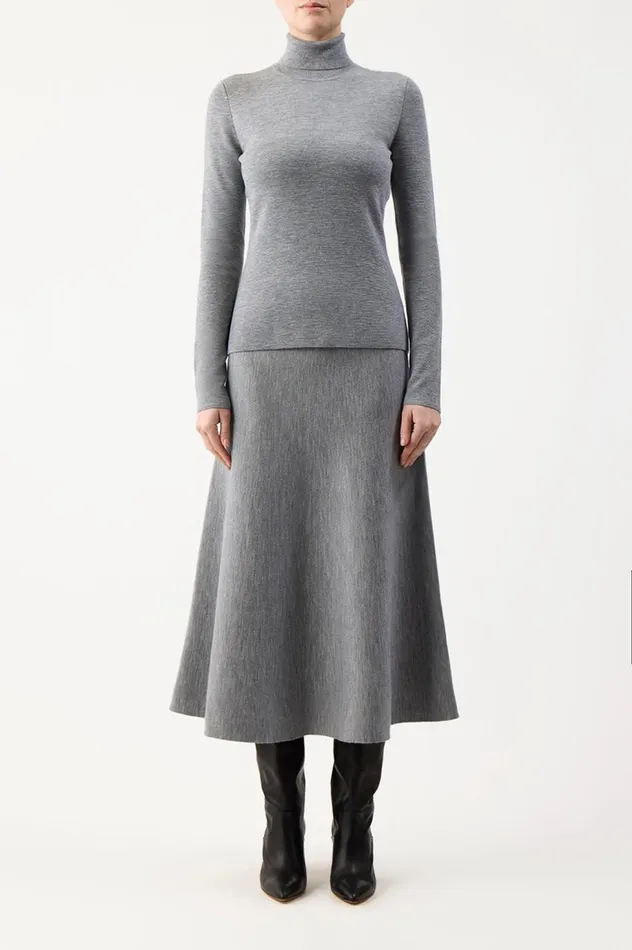 Women Knitwear Gabriela Hearst Freddie Knit Skirt In Heather Grey Merino Wool Cashmere