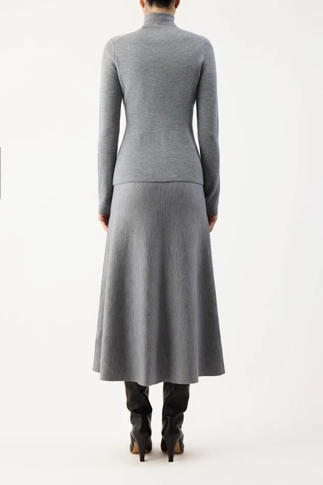 Women Knitwear Gabriela Hearst Freddie Knit Skirt In Heather Grey Merino Wool Cashmere