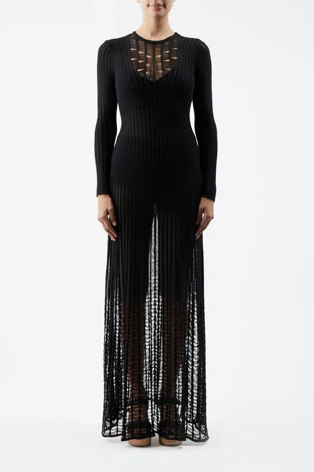 Women Knitwear Gabriela Hearst Maia Knit Dress In Black Shappe Silk