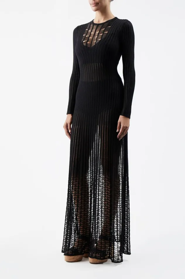 Women Knitwear Gabriela Hearst Maia Knit Dress In Black Shappe Silk