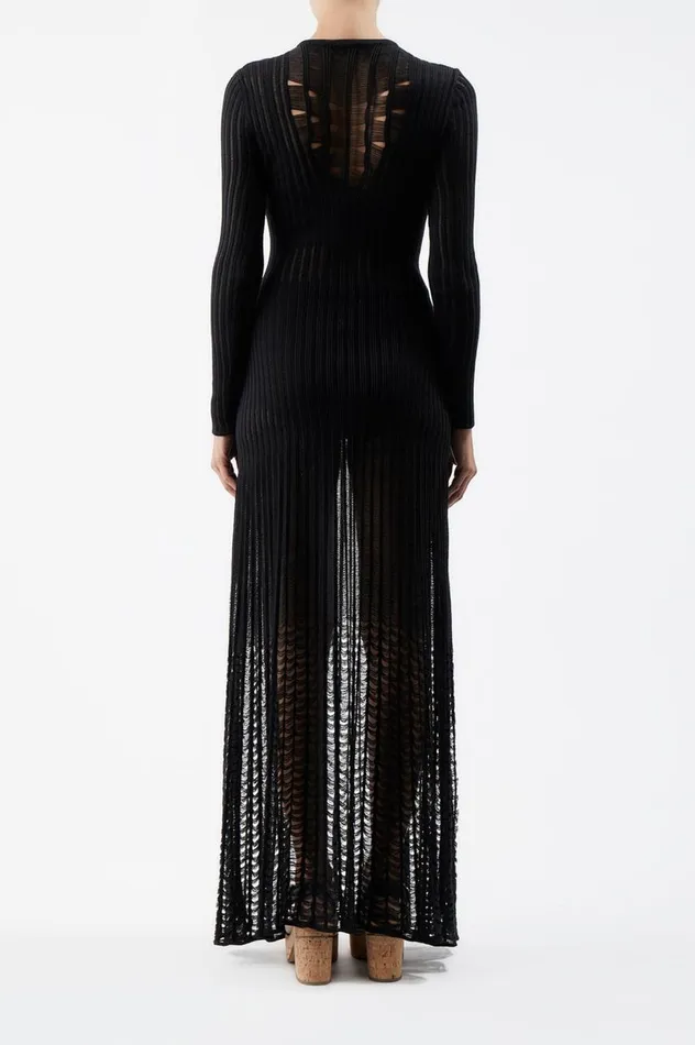 Women Knitwear Gabriela Hearst Maia Knit Dress In Black Shappe Silk