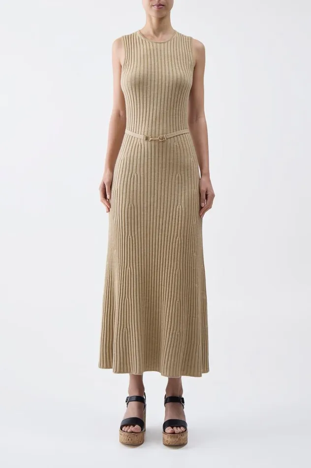 Women Knitwear Gabriela Hearst Meier Knit Dress In Hay Merino Wool Cashmere