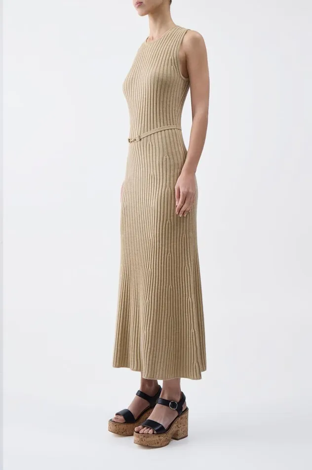 Women Knitwear Gabriela Hearst Meier Knit Dress In Hay Merino Wool Cashmere
