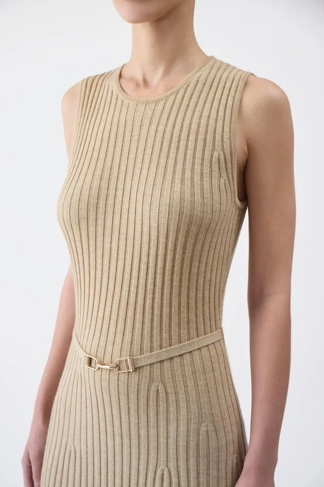 Women Knitwear Gabriela Hearst Meier Knit Dress In Hay Merino Wool Cashmere