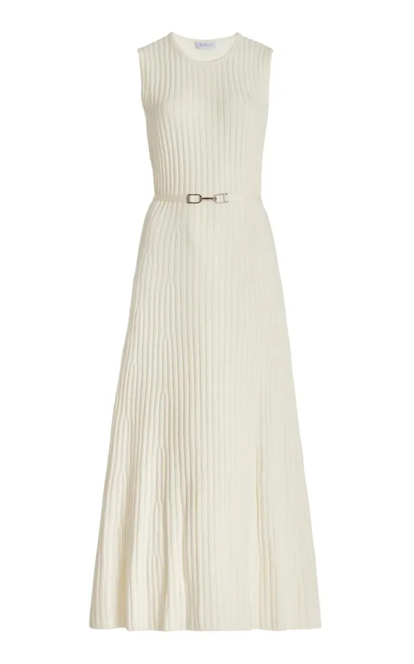 Women Knitwear Gabriela Hearst Meier Knit Dress In Ivory Merino Wool Cashmere