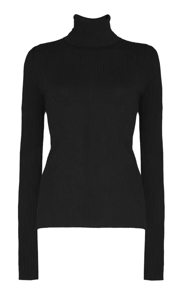 Women Knitwear Gabriela Hearst Peppe Knit Turtleneck In Black Cashmere Silk