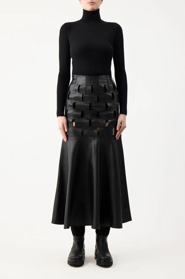 Women Knitwear Gabriela Hearst Peppe Knit Turtleneck In Black Cashmere Silk