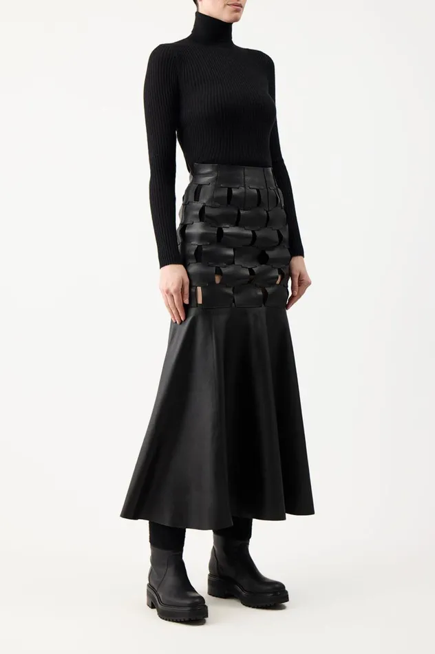 Women Knitwear Gabriela Hearst Peppe Knit Turtleneck In Black Cashmere Silk