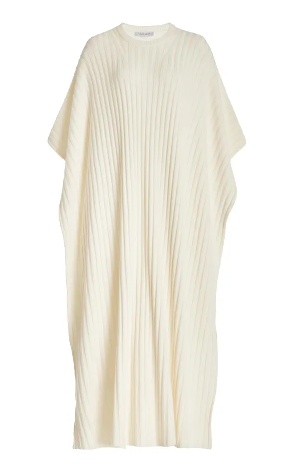 Women Knitwear Gabriela Hearst Taos Knit Poncho In Ivory Merino Wool Cashmere