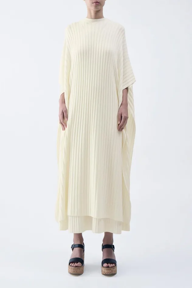 Women Knitwear Gabriela Hearst Taos Knit Poncho In Ivory Merino Wool Cashmere