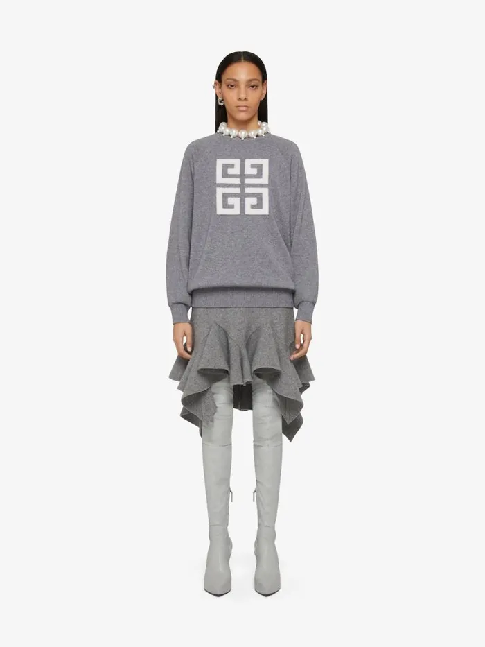 Women Knitwear Givenchy 4G Sweater In Cashmere Greyecru