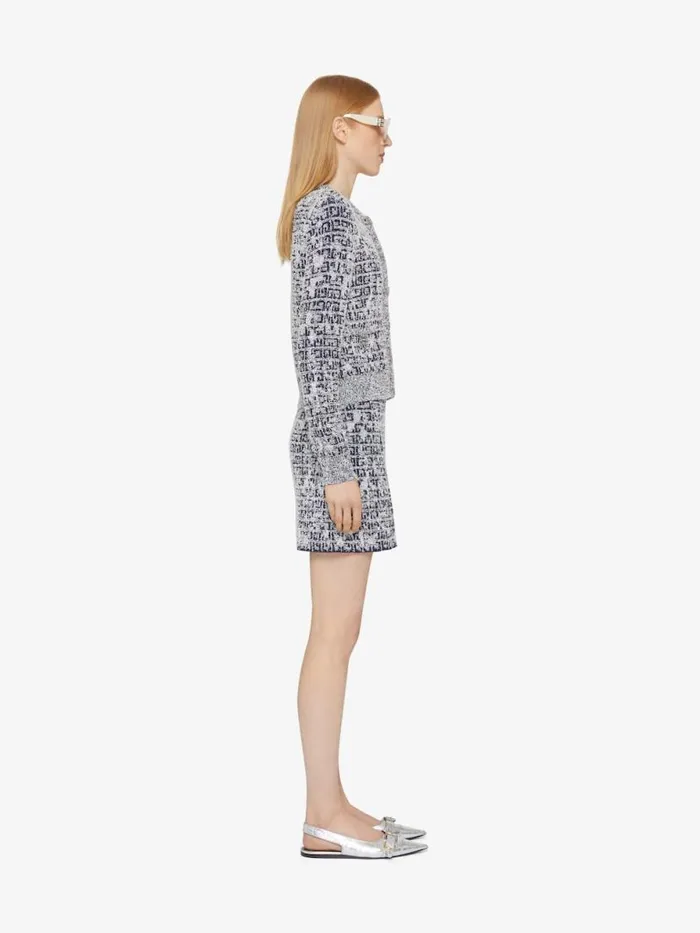Women Knitwear Givenchy Cardigan In 4G Tweed With 4G Liquid Detail Navy
