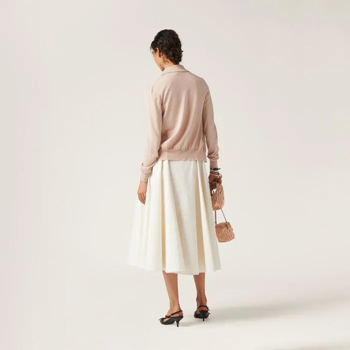 Women Knitwear Miu Miu Cashmere And Silk Knit Cardigan Albino White Women Knitwear Miu Miu Cashmere And Silk Knit Cardigan Albino White