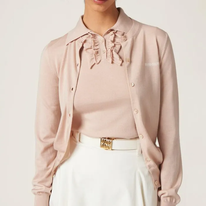Women Knitwear Miu Miu Cashmere And Silk Knit Cardigan Albino White Women Knitwear Miu Miu Cashmere And Silk Knit Cardigan Albino White