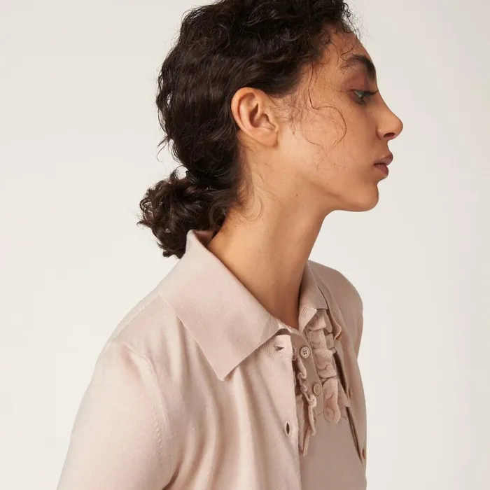 Women Knitwear Miu Miu Cashmere And Silk Knit Cardigan Albino White Women Knitwear Miu Miu Cashmere And Silk Knit Cardigan Albino White