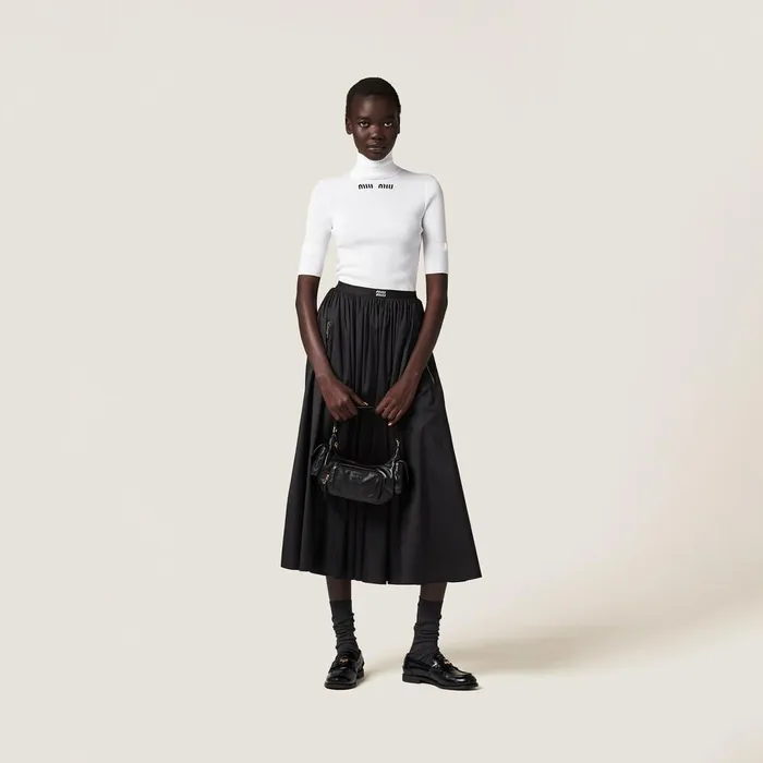 Women Knitwear Miu Miu Cotton Turtleneck Jersey White Women Knitwear Miu Miu Cotton Turtleneck Jersey White