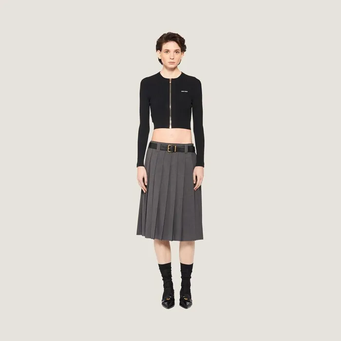 Women Knitwear Miu Miu Viscose Crewneck Cardigan Black Women Knitwear Miu Miu Viscose Crewneck Cardigan Black