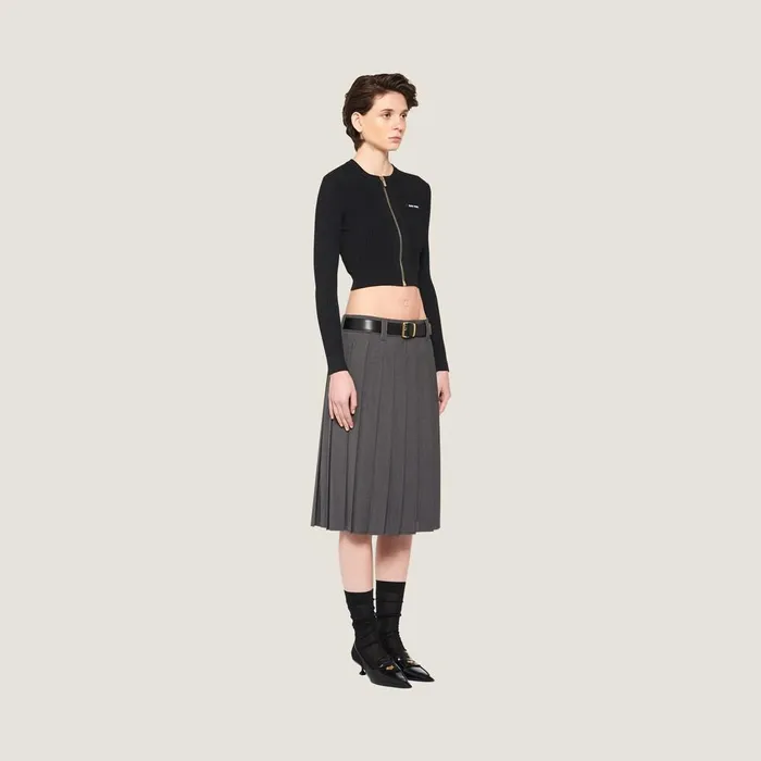 Women Knitwear Miu Miu Viscose Crewneck Cardigan Black Women Knitwear Miu Miu Viscose Crewneck Cardigan Black