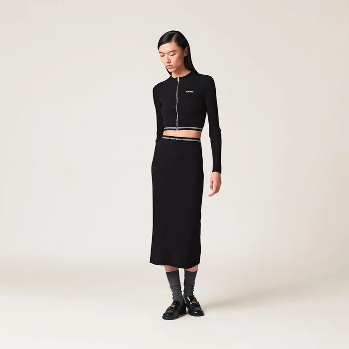 Women Knitwear Miu Miu Viscose Sweater Black Women Knitwear Miu Miu Viscose Sweater Black