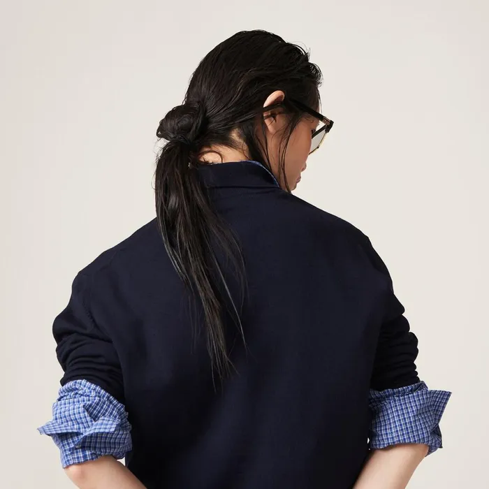 Women Knitwear Miu Miu Wool Knit Polo Shirt Navy