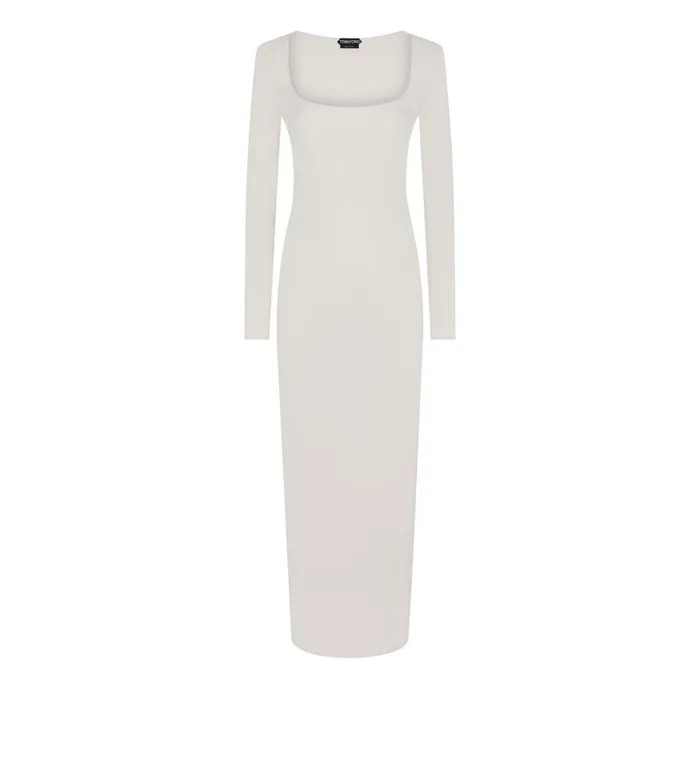 Women Knitwear Tom Ford Cashmere Silk Square Neck Dress Chalk