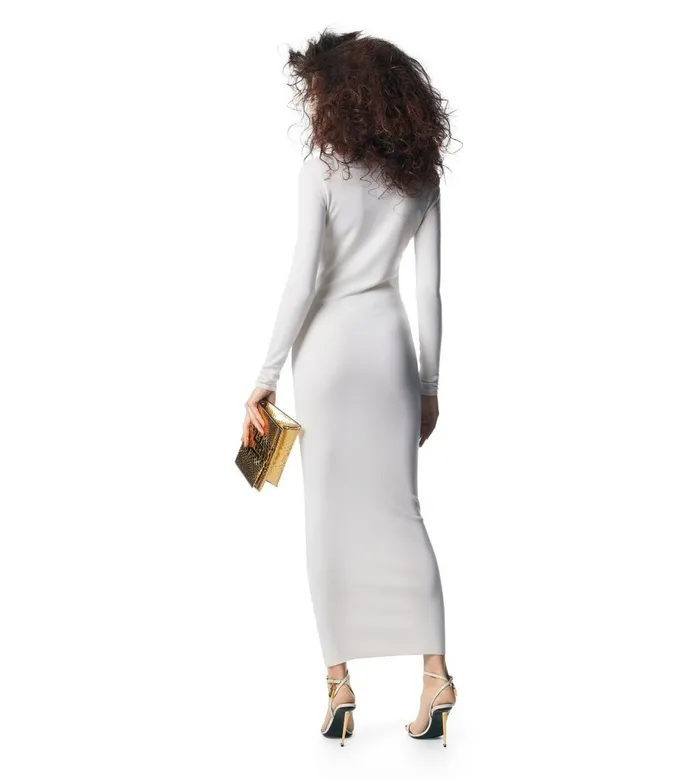 Women Knitwear Tom Ford Cashmere Silk Square Neck Dress Chalk Women Knitwear Tom Ford Cashmere Silk Square Neck Dress Chalk